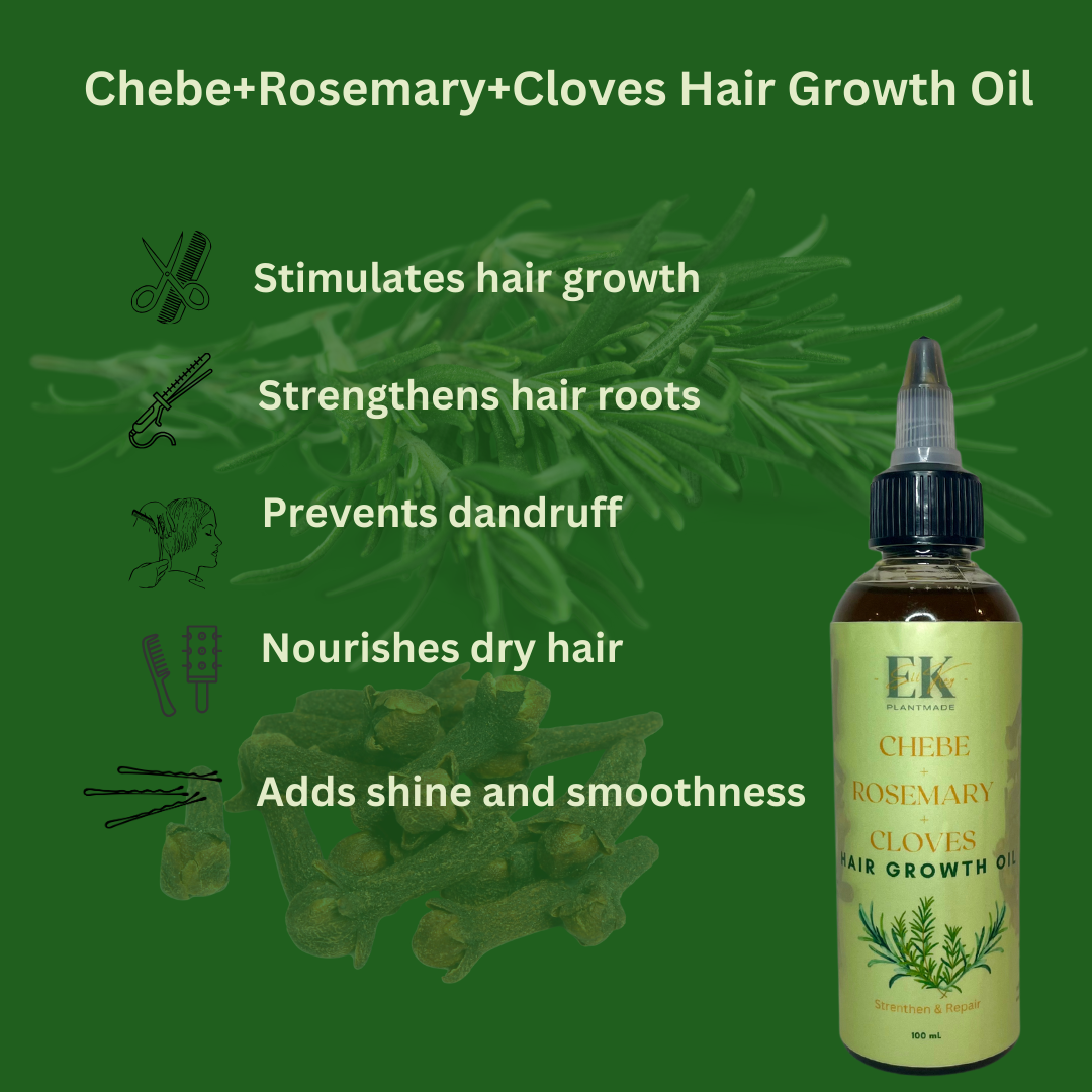 Chebe, Rosemary & Cloves Hair Growth Oil – For healthier, Stronger and longer hair. Enriched with Jojoba, Coconut & Castor Oil