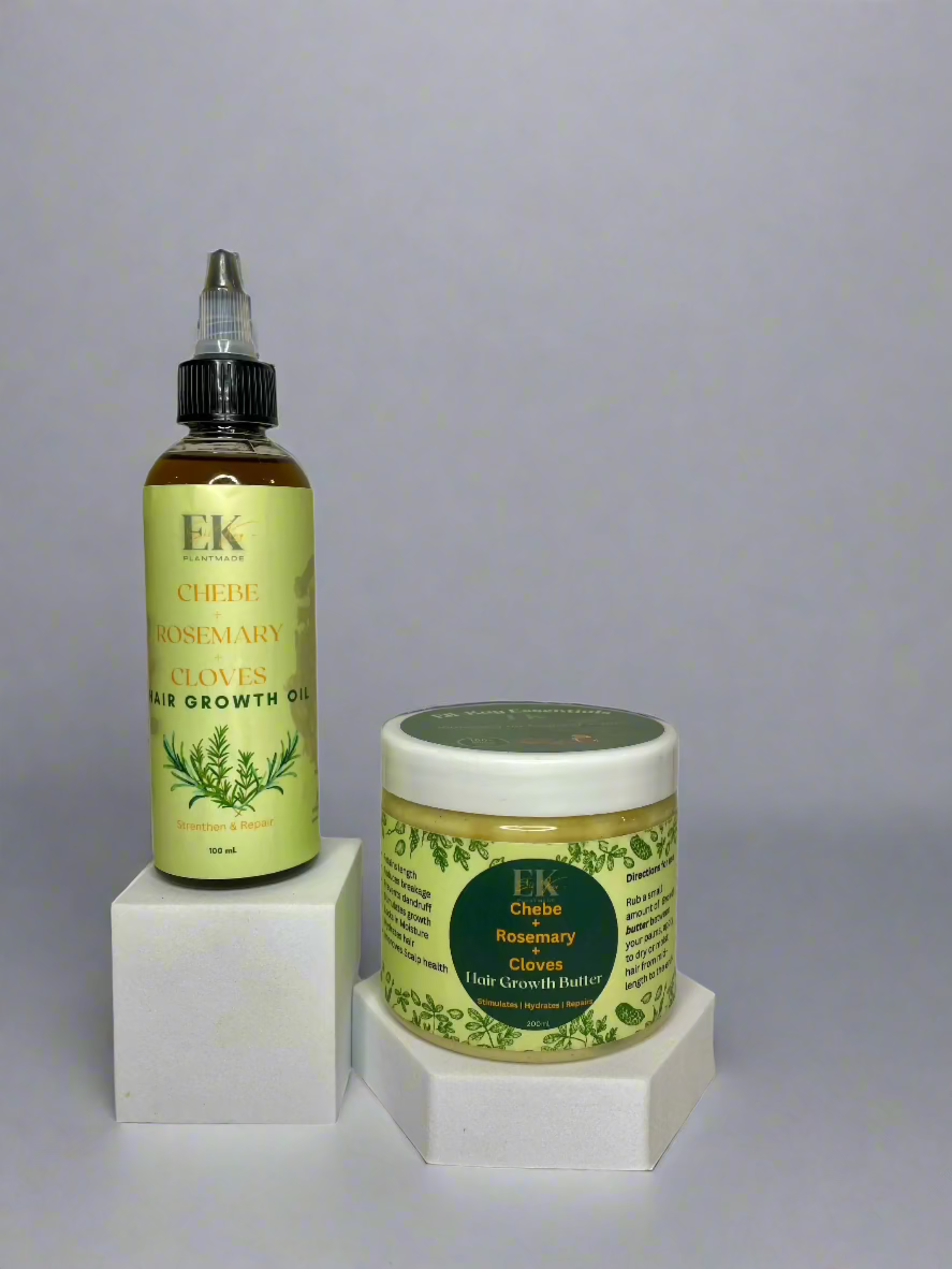 Premium Growth & Repair Hair Butter & Oil Duo – Infused with Chebe, Rosemary & Cloves