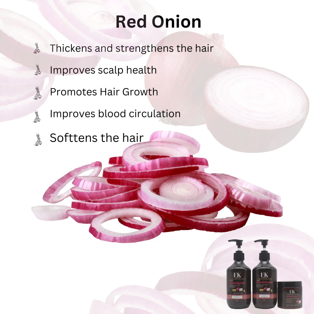 Red Onion & Black Seed Oil Shampoo Kit for Healthy Hair Growth and Nourishment